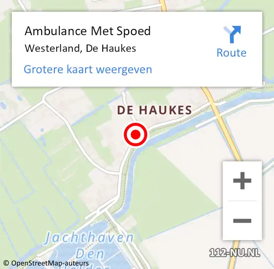 Locatie op kaart van de 112 melding: Ambulance Met Spoed Naar Westerland, De Haukes op 22 juni 2024 06:47