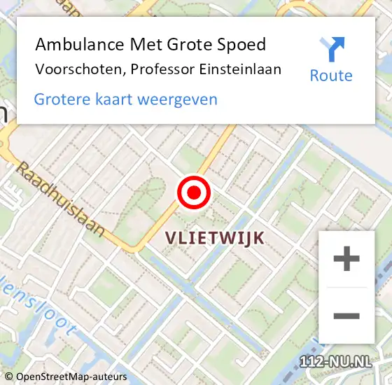 Locatie op kaart van de 112 melding: Ambulance Met Grote Spoed Naar Voorschoten, Professor Einsteinlaan op 22 juni 2024 07:24