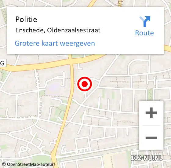 Locatie op kaart van de 112 melding: Politie Enschede, Oldenzaalsestraat op 22 juni 2024 07:34