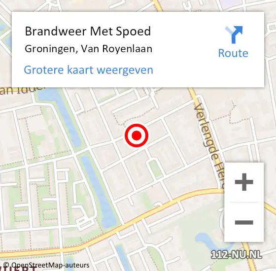 Locatie op kaart van de 112 melding: Brandweer Met Spoed Naar Groningen, Van Royenlaan op 22 juni 2024 07:50