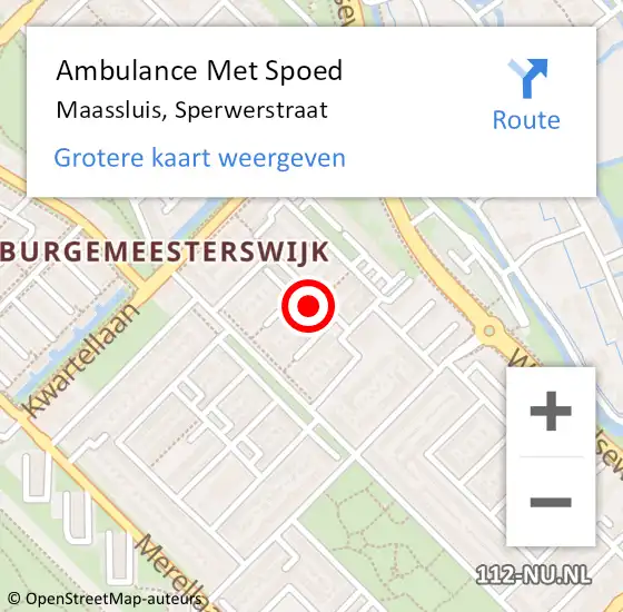 Locatie op kaart van de 112 melding: Ambulance Met Spoed Naar Maassluis, Sperwerstraat op 22 juni 2024 07:51