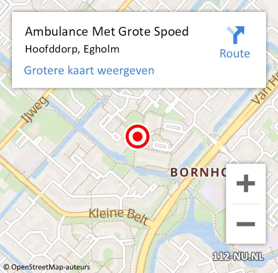 Locatie op kaart van de 112 melding: Ambulance Met Grote Spoed Naar Hoofddorp, Egholm op 22 juni 2024 08:02