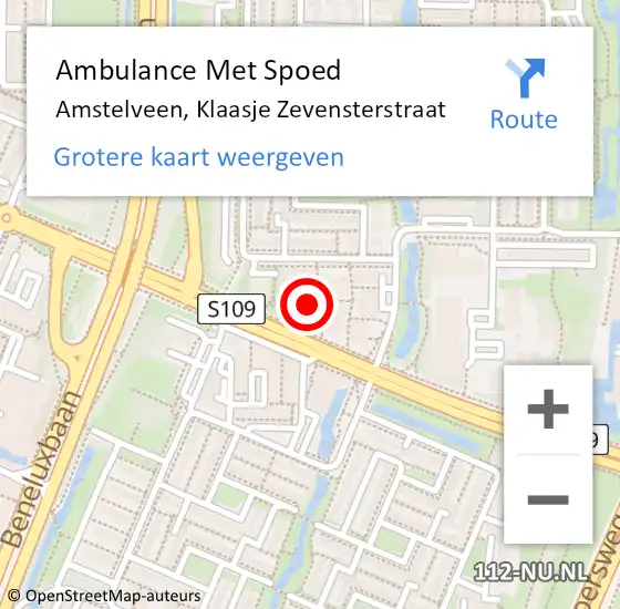 Locatie op kaart van de 112 melding: Ambulance Met Spoed Naar Amstelveen, Klaasje Zevensterstraat op 22 juni 2024 08:04