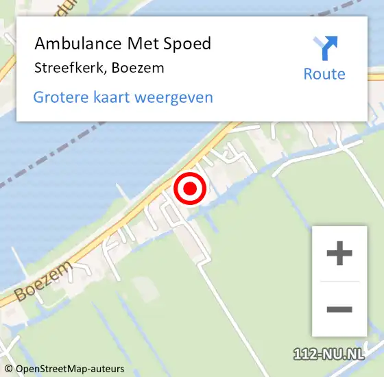 Locatie op kaart van de 112 melding: Ambulance Met Spoed Naar Streefkerk, Boezem op 22 juni 2024 08:10