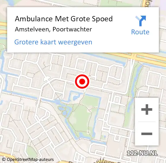 Locatie op kaart van de 112 melding: Ambulance Met Grote Spoed Naar Amstelveen, Poortwachter op 22 juni 2024 09:07