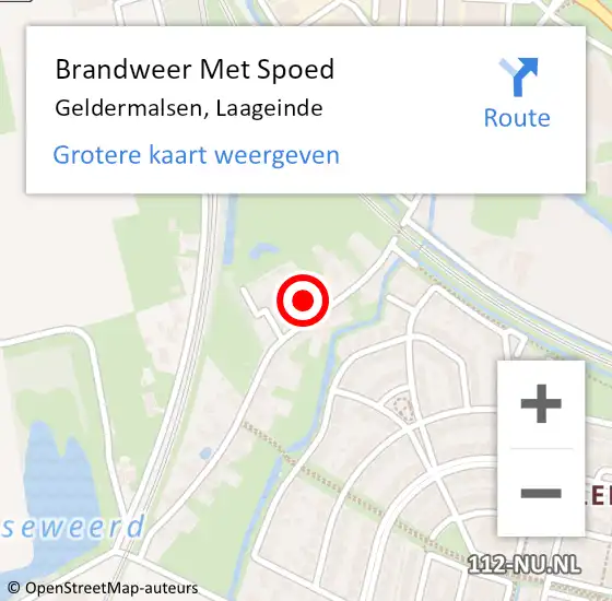 Locatie op kaart van de 112 melding: Brandweer Met Spoed Naar Geldermalsen, Laageinde op 22 juni 2024 09:12