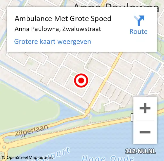 Locatie op kaart van de 112 melding: Ambulance Met Grote Spoed Naar Anna Paulowna, Zwaluwstraat op 22 juni 2024 09:25