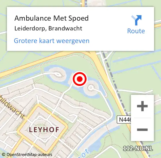 Locatie op kaart van de 112 melding: Ambulance Met Spoed Naar Leiderdorp, Brandwacht op 22 juni 2024 09:34