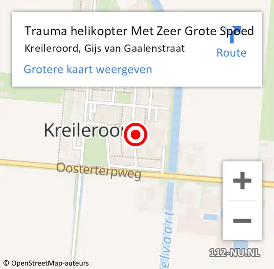 Locatie op kaart van de 112 melding: Trauma helikopter Met Zeer Grote Spoed Naar Kreileroord, Gijs van Gaalenstraat op 22 juni 2024 10:05