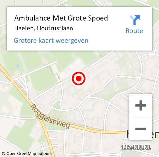 Locatie op kaart van de 112 melding: Ambulance Met Grote Spoed Naar Haelen, Houtrustlaan op 22 juni 2024 10:05