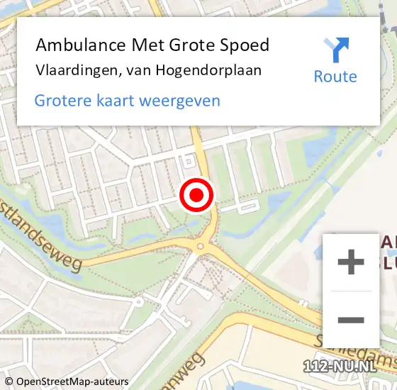 Locatie op kaart van de 112 melding: Ambulance Met Grote Spoed Naar Vlaardingen, van Hogendorplaan op 22 juni 2024 10:24