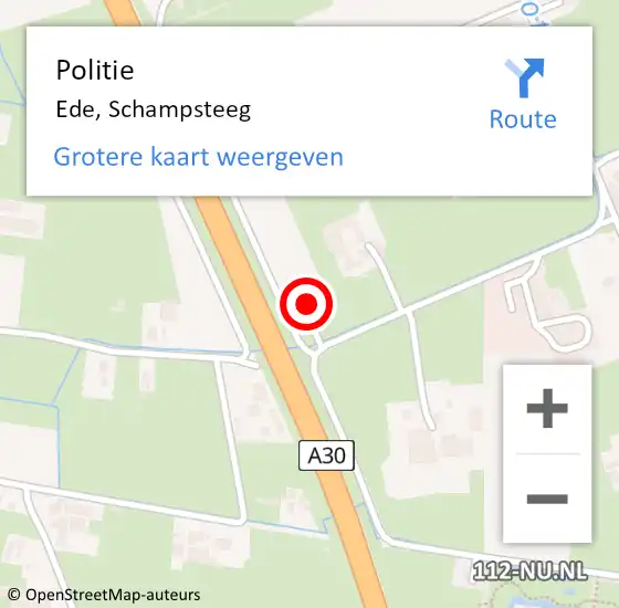 Locatie op kaart van de 112 melding: Politie Ede, Schampsteeg op 22 juni 2024 10:48