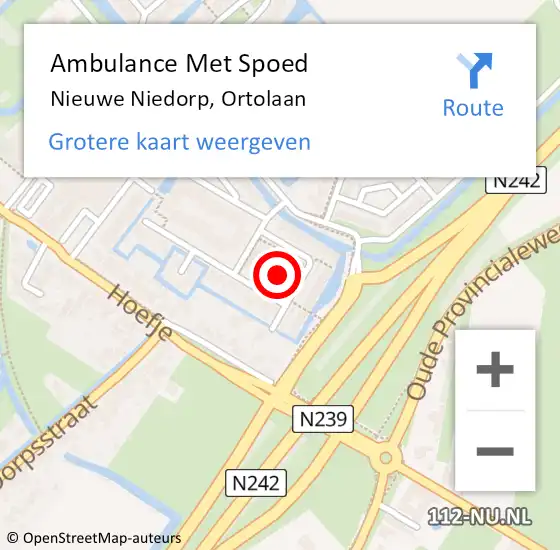 Locatie op kaart van de 112 melding: Ambulance Met Spoed Naar Nieuwe Niedorp, Ortolaan op 22 juni 2024 10:54