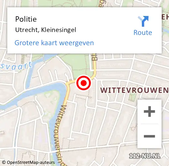 Locatie op kaart van de 112 melding: Politie Utrecht, Kleinesingel op 22 juni 2024 11:06