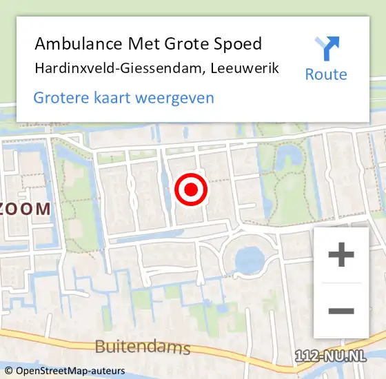 Locatie op kaart van de 112 melding: Ambulance Met Grote Spoed Naar Hardinxveld-Giessendam, Leeuwerik op 22 juni 2024 11:13