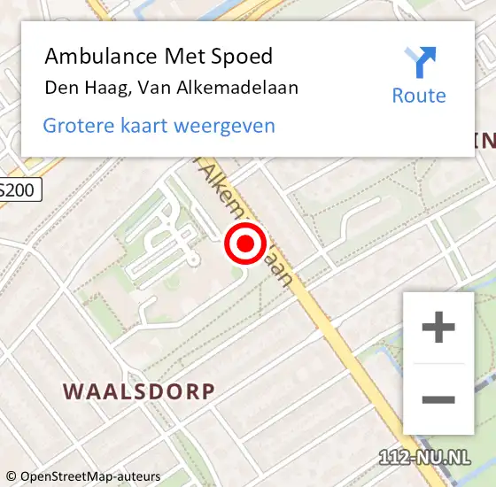 Locatie op kaart van de 112 melding: Ambulance Met Spoed Naar Den Haag, Van Alkemadelaan op 22 juni 2024 11:14