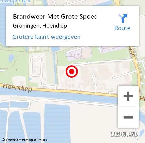 Locatie op kaart van de 112 melding: Brandweer Met Grote Spoed Naar Groningen, Hoendiep op 22 juni 2024 11:17