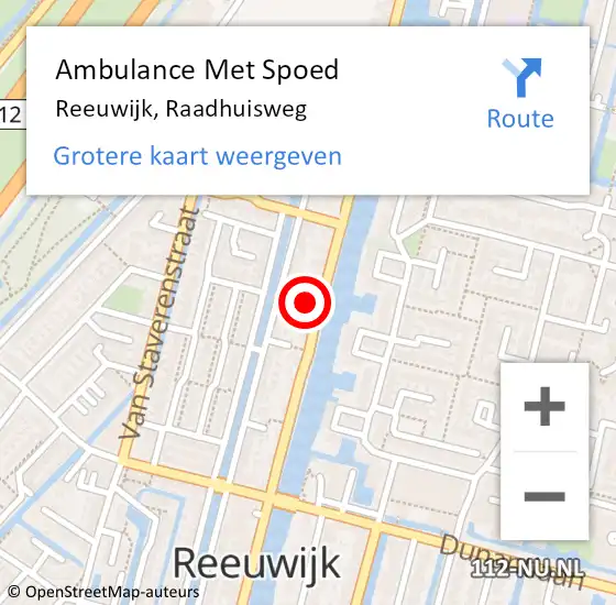 Locatie op kaart van de 112 melding: Ambulance Met Spoed Naar Reeuwijk, Raadhuisweg op 22 juni 2024 11:36