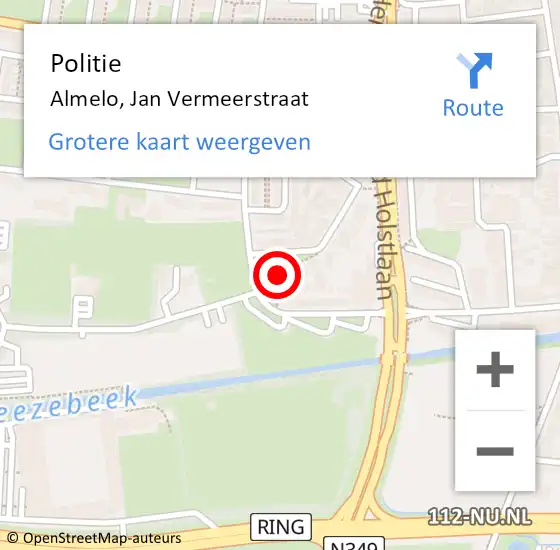 Locatie op kaart van de 112 melding: Politie Almelo, Jan Vermeerstraat op 22 juni 2024 11:58