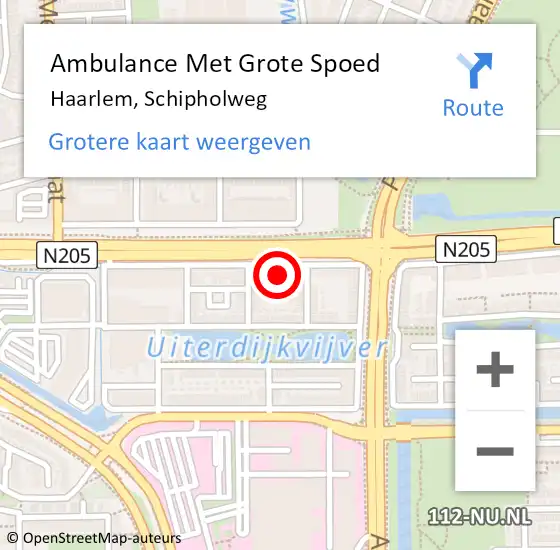 Locatie op kaart van de 112 melding: Ambulance Met Grote Spoed Naar Haarlem, Schipholweg op 22 juni 2024 12:14