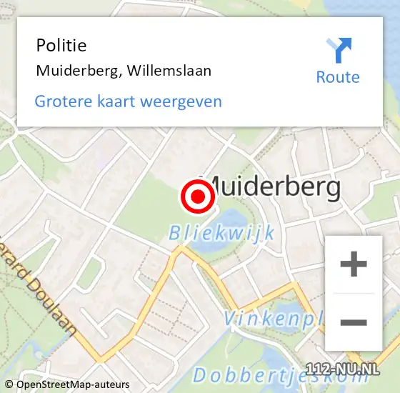 Locatie op kaart van de 112 melding: Politie Muiderberg, Willemslaan op 22 juni 2024 12:17