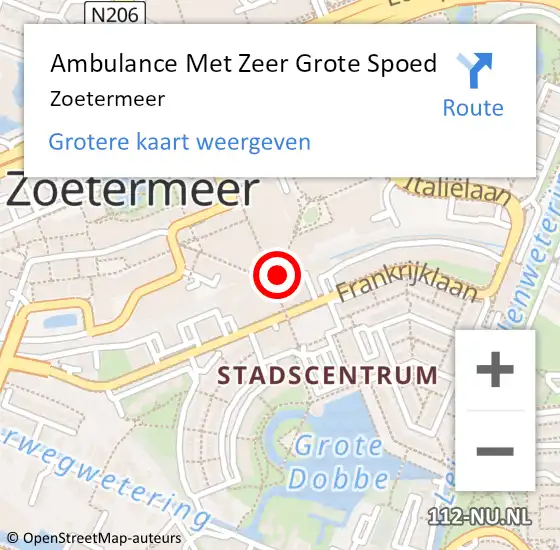 Locatie op kaart van de 112 melding: Ambulance Met Zeer Grote Spoed Naar Zoetermeer op 22 juni 2024 12:18