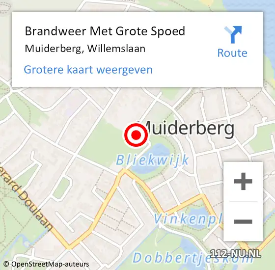 Locatie op kaart van de 112 melding: Brandweer Met Grote Spoed Naar Muiderberg, Willemslaan op 22 juni 2024 12:20