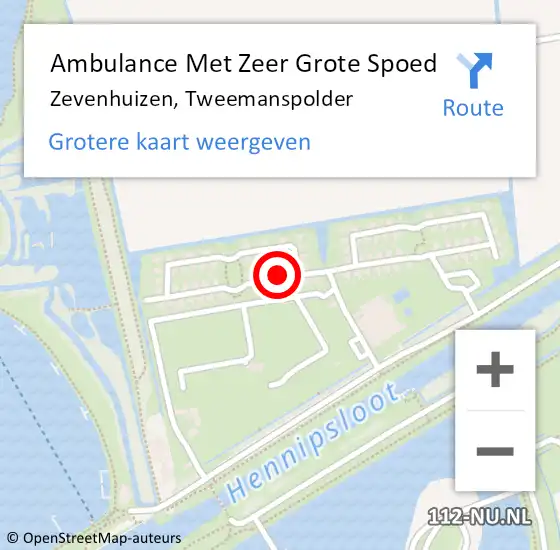 Locatie op kaart van de 112 melding: Ambulance Met Zeer Grote Spoed Naar Zevenhuizen, Tweemanspolder op 22 juni 2024 12:21
