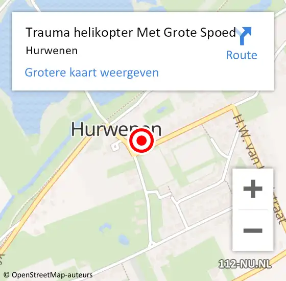 Locatie op kaart van de 112 melding: Trauma helikopter Met Grote Spoed Naar Hurwenen op 22 juni 2024 12:24