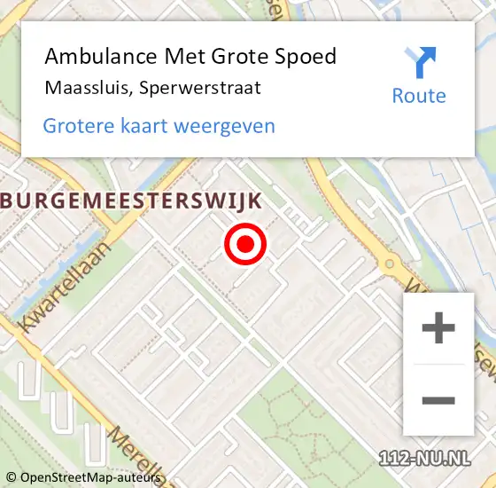 Locatie op kaart van de 112 melding: Ambulance Met Grote Spoed Naar Maassluis, Sperwerstraat op 22 juni 2024 12:25