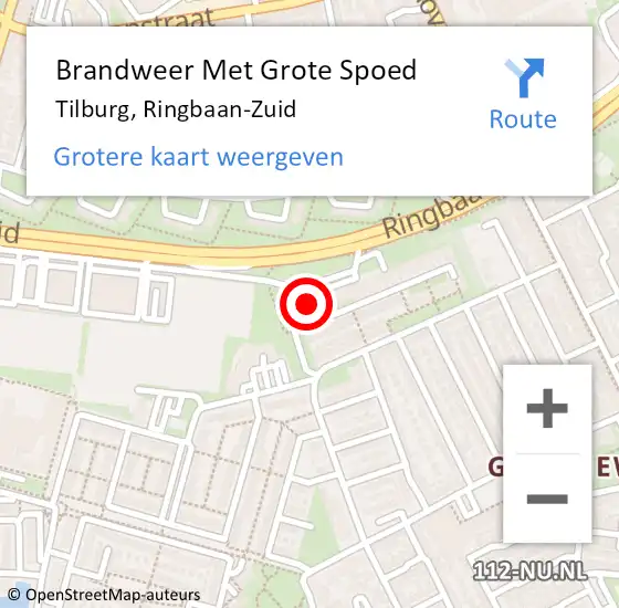 Locatie op kaart van de 112 melding: Brandweer Met Grote Spoed Naar Tilburg, Ringbaan-Zuid op 22 juni 2024 12:25