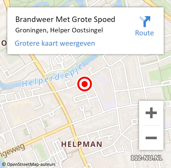 Locatie op kaart van de 112 melding: Brandweer Met Grote Spoed Naar Groningen, Helper Oostsingel op 22 juni 2024 12:55