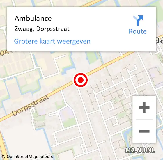 Locatie op kaart van de 112 melding: Ambulance Zwaag, Dorpsstraat op 22 juni 2024 13:24