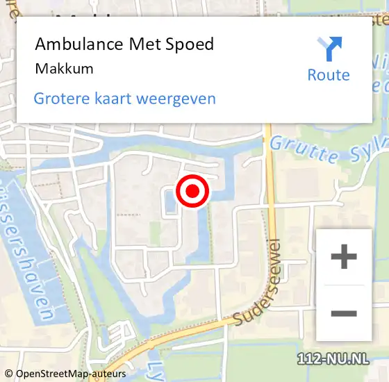 Locatie op kaart van de 112 melding: Ambulance Met Spoed Naar Makkum op 22 juni 2024 13:38