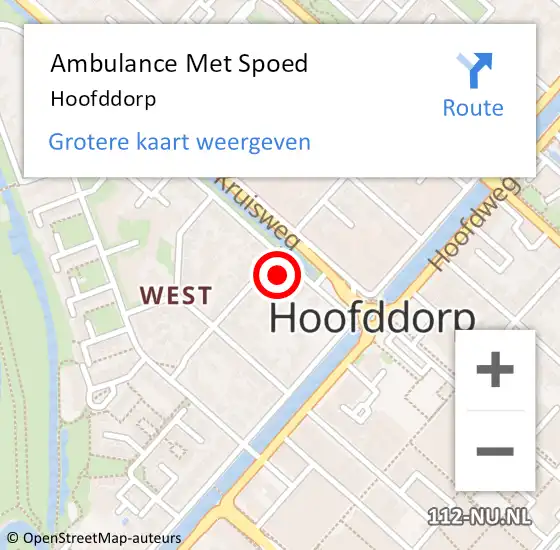 Locatie op kaart van de 112 melding: Ambulance Met Spoed Naar Hoofddorp op 22 juni 2024 13:55