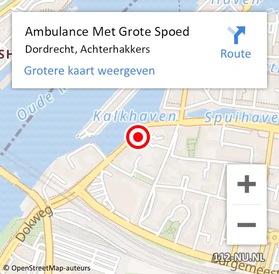 Locatie op kaart van de 112 melding: Ambulance Met Grote Spoed Naar Dordrecht, Achterhakkers op 22 juni 2024 14:08