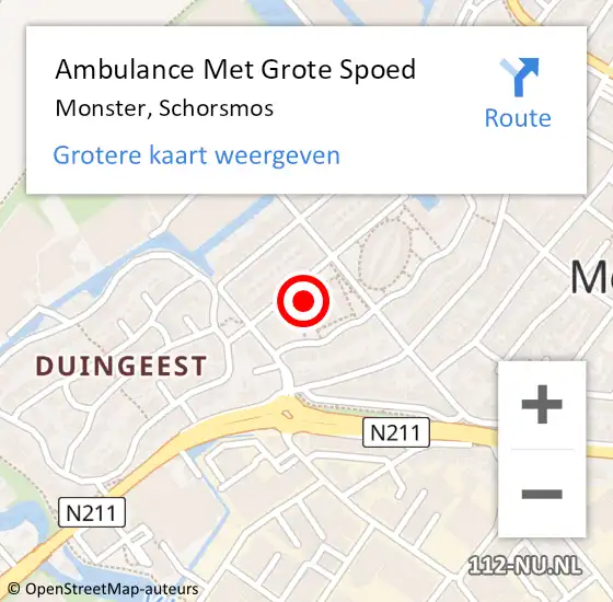 Locatie op kaart van de 112 melding: Ambulance Met Grote Spoed Naar Monster, Schorsmos op 22 juni 2024 14:12