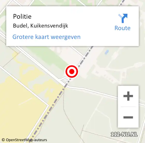 Locatie op kaart van de 112 melding: Politie Budel, Kuikensvendijk op 22 juni 2024 14:28