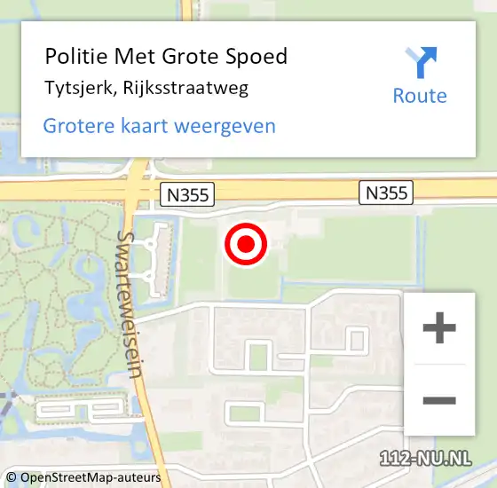 Locatie op kaart van de 112 melding: Politie Met Grote Spoed Naar Tytsjerk, Rijksstraatweg op 22 juni 2024 14:33