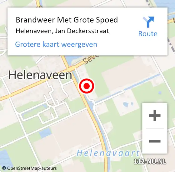 Locatie op kaart van de 112 melding: Brandweer Met Grote Spoed Naar Helenaveen, Jan Deckersstraat op 22 juni 2024 14:39