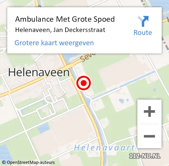 Locatie op kaart van de 112 melding: Ambulance Met Grote Spoed Naar Helenaveen, Jan Deckersstraat op 22 juni 2024 14:45