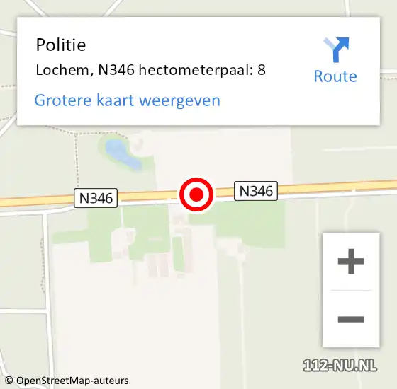 Locatie op kaart van de 112 melding: Politie Lochem, N346 hectometerpaal: 8 op 22 juni 2024 14:48