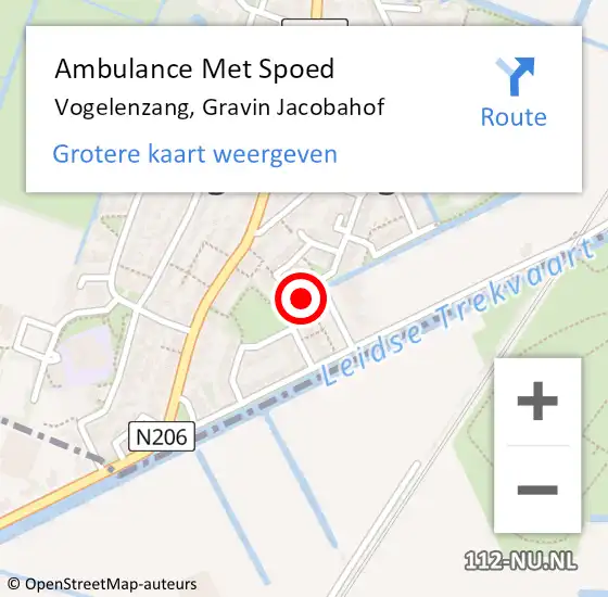 Locatie op kaart van de 112 melding: Ambulance Met Spoed Naar Vogelenzang, Gravin Jacobahof op 22 juni 2024 14:49