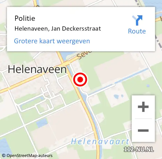 Locatie op kaart van de 112 melding: Politie Helenaveen, Jan Deckersstraat op 22 juni 2024 14:52