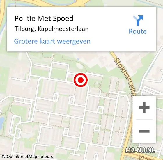 Locatie op kaart van de 112 melding: Politie Met Spoed Naar Tilburg, Kapelmeesterlaan op 22 juni 2024 14:53