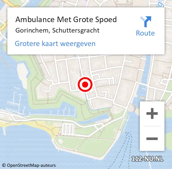 Locatie op kaart van de 112 melding: Ambulance Met Grote Spoed Naar Gorinchem, Schuttersgracht op 22 juni 2024 14:54