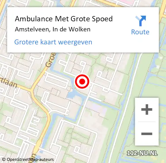 Locatie op kaart van de 112 melding: Ambulance Met Grote Spoed Naar Amstelveen, In de Wolken op 22 juni 2024 14:57