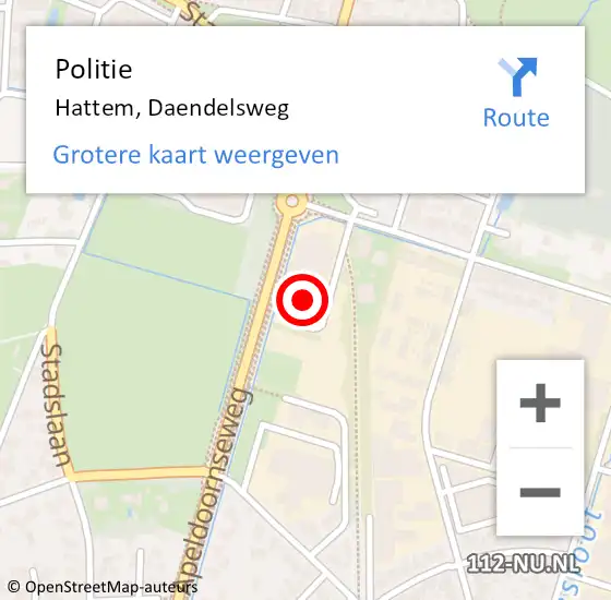 Locatie op kaart van de 112 melding: Politie Hattem, Daendelsweg op 22 juni 2024 14:58