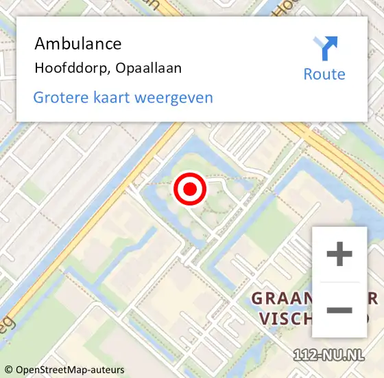 Locatie op kaart van de 112 melding: Ambulance Hoofddorp, Opaallaan op 22 juni 2024 14:59