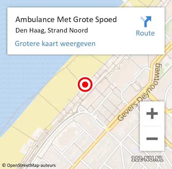 Locatie op kaart van de 112 melding: Ambulance Met Grote Spoed Naar Den Haag, Strand Noord op 22 juni 2024 15:17